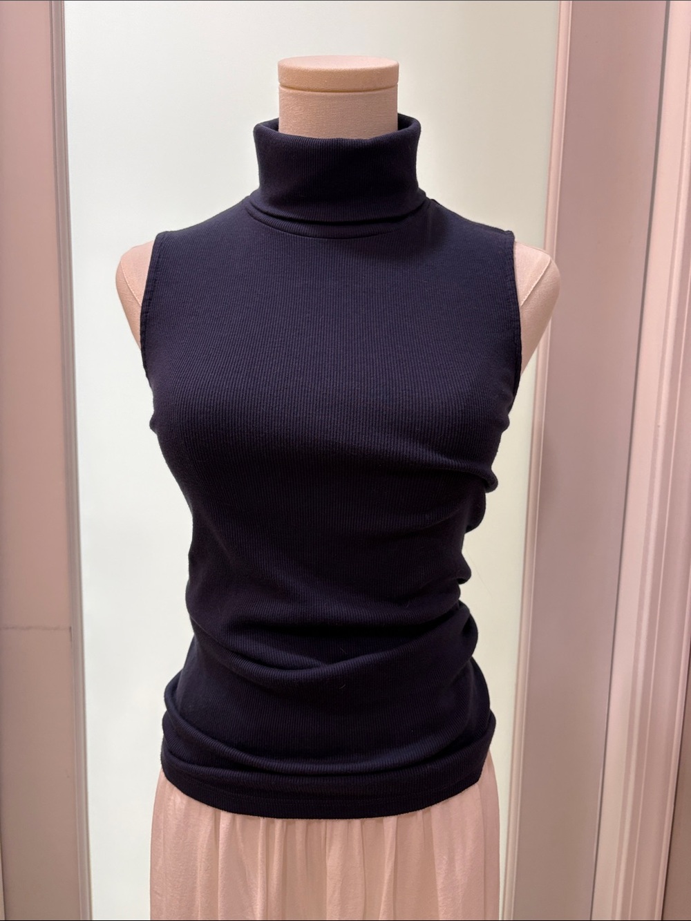 TWO Michael Stars Sleeveless Turtleneck Knit Top - Navy & Rust